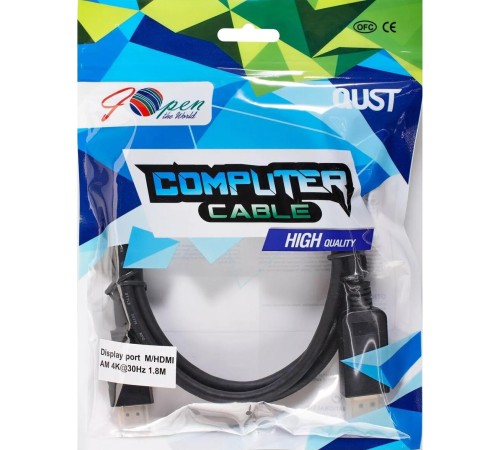 Кабель-переходник/ Кабель-переходник DisplayPort M-> HDMI M 4K@30Hz 1.8m iOpen (Aopen/Qust) <ACG608-1.8M>