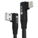 GCR Кабель PREMIUM 0.25m Lightning угловой для PowerBank, MFI, черный, AL case черный, GCR-53446