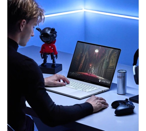 Ноутбук/ ASUS ROG Zephyrus G16 GU605CP-QR069 16"(2560x1600 OLED 240Hz)/Intel Core Ultra 7 255H(2Ghz)/32768Mb/1024PCISSDGb/noDVD/Ext:NVIDIA GeForce RTX 5070(8192Mb)/Cam/BT/WiFi/90WHr/war 1y/1.85kg/Platinum White/noOS + чехол