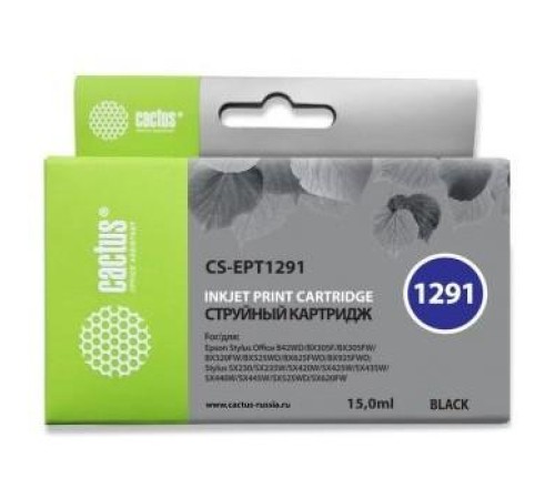 -/ Картридж струйный Cactus CS-EPT1291 T1291 черный (15мл) для Epson Stylus Office B42/BX305/BX305F/BX3