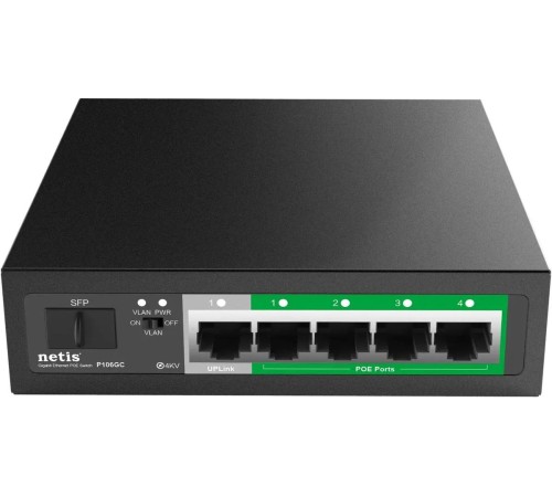 Коммутатор/ Коммутатор Netis P106GC (L2) 5x1Гбит/с 1SFP 4PoE 60W неуправляемый