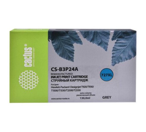 -/ Картридж струйный Cactus CS-B3P24A №727 серый (130мл) для HP DJ T920/T1500/T2530