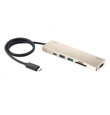 1 разъём HDMI м-м на  выноске 25,4 см, 1 разъём RJ-45 м–м на кабеле CAT 5e ATEN USB-C Multiport Mini Dock - PD60W