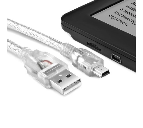 GCR Кабель 0.15m USB 2.0, AM/mini 5P, прозрачный, 28/28 AWG, экран, армированный, морозостойкий, GCR-UM1M5P-BB2S-0.15m
