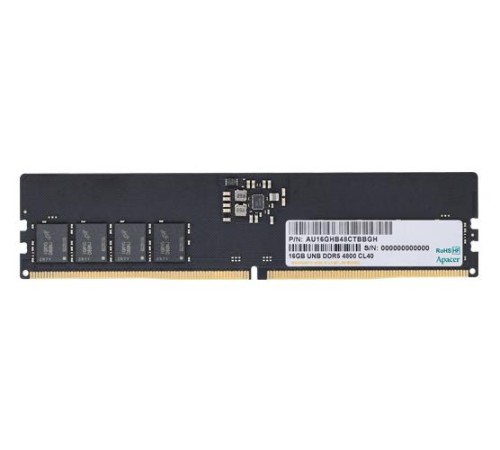Оперативная память Apacer  DDR5  16GB  4800MHz DIMM (PC5-38400) CL40 1.1V (Retail) 2048*8  3 years (AU16GHB48CTBBGH/FL.16G2A.PTH)
