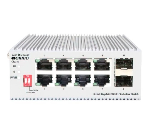 Коммутатор/ Unmanaged Industrial Switch 8x1000Base-T, 2x1000Base-X SFP, Surge 4KV, -40 to 75°C