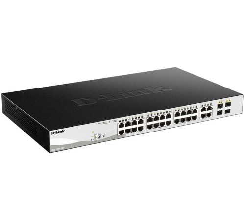 Коммутатор/ DGS-1210-28P/FL Managed L2 Switch 24x1000Base-T PoE, 4xCombo 1000Base-T/SFP, PoE Budget 193W, Surge 6KV, CLI