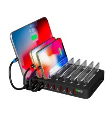 GCR Сетевая зарядка на 8 USB портов, черная