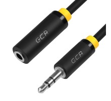 GCR Удлинитель аудио 5.0m jack 3,5mm/jack 3,5mm черный, желтая окантовка, ультрагибкий, 28AWG, M/F, Premium GCR-STM1114-5.0m, экран, стерео