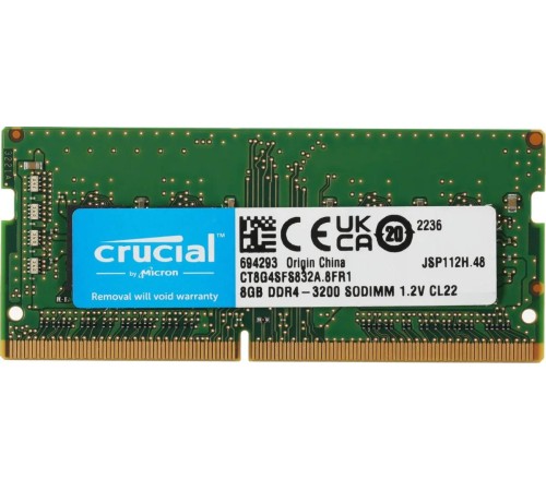 Память оперативная/ Crucial 8GB DDR4 3200 SO-DIMM CL22 Память оперативная/ Crucial 8GB DDR4 3200 SO-DIMM CL22