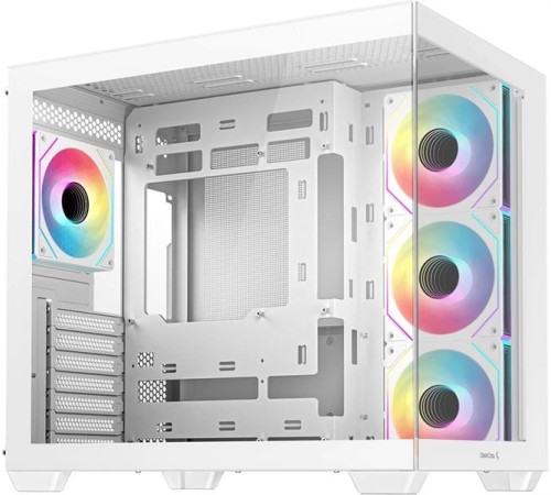 корпус Deepcool CG530 4F WH без БП, боковое окно (панорама), 3x120мм ARGB Reverse вентилятора на боковой стенке, 1x120мм ARGB вентилятор сзади, белый, ATX