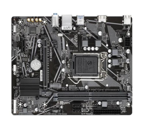 Материнская плата GIGABYTE H410M K 2.0, LGA1200, Q470, 2*DDR4, 2*SATA, 1*M.2, 2*USB 3.2, 4*USB 2.0, 1*PCIx16, 1*PCIx1, HDMI, mATX
