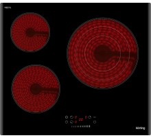 Встраиваемая варочная панель Korting/ Электрическая,Стеклокерамика, ширина 60см, сенсорное управление Slider Touch,  3 зоны нагрева, 1 конфорка с тройной зоной расширения, таймер, LED индикация для каждой зоны, индикация остаточного тепла, автоматическое