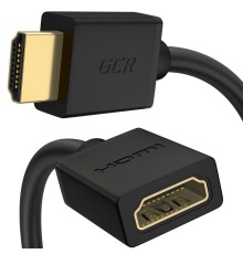 GCR Удлинитель 10.0m v2.0 HDMI-HDMI черный, OD7.3mm, 28/28 AWG, позолоченные контакты, Ethernet 18.0 Гбит/с, 19M / 19F, тройной экран, GCR-51638