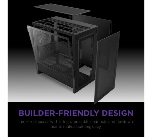 Корпус без блока питания/ Case NZXT H3 Flow (2025), Midi-Tower, TG, 1x120mm, 1xUSB-A 3.2 + 1xUSB-C 3.2, mATX, mITX Black