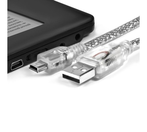GCR Кабель 0.15m USB 2.0, AM/mini 5P, прозрачный, 28/28 AWG, экран, армированный, морозостойкий, GCR-UM1M5P-BB2S-0.15m