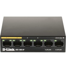 Коммутатор/ DSS-100E-6P Unmanaged Surveillance Switch 6x100Base-TX (4x100Base-TX PoE), Surge 6KV, PoE Budget 55W, Long-range PoE up to 250m, metal case