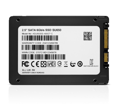 Твердотельный накопитель/ ADATA SSD Ultimate SU650, 480GB, 2.5" 7mm, SATA3, 3D TLC, R/W 520/450MB/s, IOPs 40 000/75 000, TBW 280, DWPD 0.5 (3 года) Твердотельный накопитель/ ADATA SSD Ultimate SU650, 480GB, 2.5" 7mm, SATA3, 3D TLC, R/W 520/450MB/s, IOPs 40 000/75 000, TBW 280, DWPD 0.5 (3 года)
