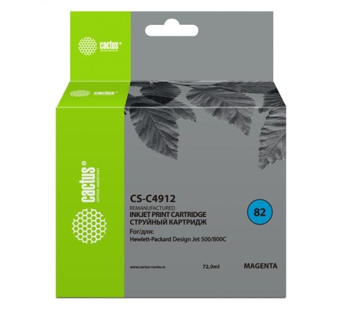Картридж струйный Cactus CS-C4912 №82 пурпурный (72мл) для HP DJ 500/800C