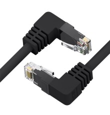 GCR Патч-корд прямой 7.5m UTP кат.5e, черный, верхний/верхний угол, литой, ethernet high speed, RJ45, T568B