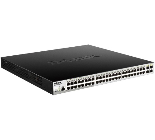 Коммутатор/ DGS-1210-52MP/ME/B Managed L2 Metro Ethernet Switch 48x1000Base-T PoE, 4x1000Base-X SFP, PoE Budget 370W, Surge 6KV, CLI, RJ45 Console, Dying Gasp