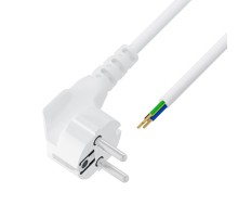 GCR Кабель питания 0.5m, евровилка угловая Schuko - без разъема,  белый, 3*0,5mm, GCR-55306
