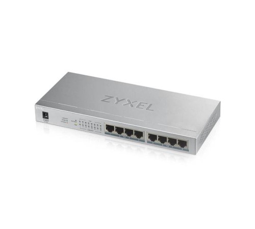 Коммутатор Коммутатор PoE+ Zyxel GS1008HP, 8xGE PoE+, настольный, металлический, бесшумный, бюджет PoE 60 Вт