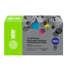 -/ Картридж струйный Cactus CS-EPT6032 T6032 голуб.пигм. (220мл) для Epson Stylus PRO 7880/9880