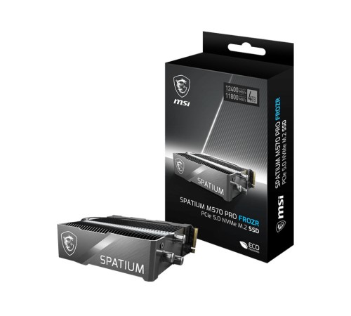 Твердотельный накопитель MSI SSD SPATIUM M570 Pro FROZR, 2000GB, M.2(22x80mm), NVMe, PCIe 5.0 x4, 3D TLC, R/W 12400/11800, IOPs -/-, DRAM buffer 4096, TBW 1400, DWPD 0.33, with Heat Spreader (5 лет) Твердотельный накопитель MSI SSD SPATIUM M570 Pro FROZR, 2000GB, M.2(22x80mm), NVMe, PCIe 5.0 x4, 3D TLC, R/W 12400/11800, IOPs -/-, DRAM buffer 4096, TBW 1400, DWPD 0.33, with Heat Spreader (5 лет)