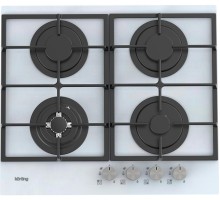 Встраиваемая варочная панель Korting/ Газовая варочная панель из закаленного стекла, ширина 60 см,  4 высокоэффективные конфорки, сверхмощная конфорка WOK, автоматический электроподжиг, газ-контроль каждой конфорки, передние металлические переключатели,