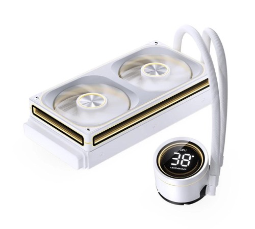 Система жидкостного охлаждения/ Water Cooling System JONSBO TH-240 White (260W, 240mm, LED temp., White, ARGB/ Fans: 2x120mm, 62.4CFM, 37.3dBA, 2400RPM/ Pump height 72mm, 30dBA, 2400RPM, Rad thickness 27mm/ S: 1851, 1700, 1200, 115X, AM5, AM4) Система жидкостного охлаждения/ Water Cooling System JONSBO TH-240 White (260W, 240mm, LED temp., White, ARGB/ Fans: 2x120mm, 62.4CFM, 37.3dBA, 2400RPM/ Pump height 72mm, 30dBA, 2400RPM, Rad thickness 27mm/ S: 1851, 1700, 1200, 115X, AM5, AM4)