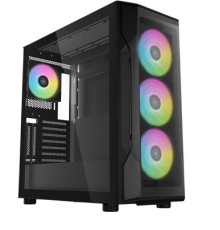 Корпус ПК без блока питания/ Case SAMA S40 Black, Midi-Tower, TG, 4x120mm ARGB, 2xUSB 3.0 + 1xUSB 3.1 Type-C, ATX, mATX, mITX Black