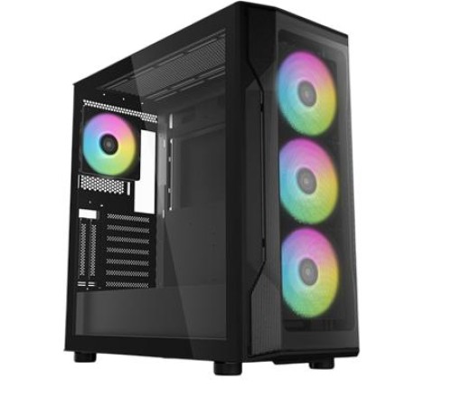 Корпус ПК без блока питания/ Case SAMA S40 Black, Midi-Tower, TG, 4x120mm ARGB, 2xUSB 3.0 + 1xUSB 3.1 Type-C, ATX, mATX, mITX Black