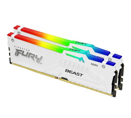 Память оперативная/ Kingston 32GB 6000MT/s DDR5 CL30 DIMM (Kit of 2) FURY Beast White RGB XMP Память оперативная/ Kingston 32GB 6000MT/s DDR5 CL30 DIMM (Kit of 2) FURY Beast White RGB XMP