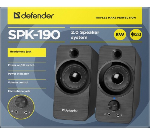 Defender Акустическая 2.0 система SPK-190 черный, 8 Вт, питание от USB