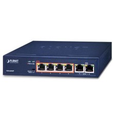 коммутатор/ PLANET 4-Port 10/100TX 802.3at POE + 2-Port 10/100TX Desktop Switch (60W POE Budget, 250m Extend mode, fanless, internal Power Supply)