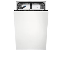 Встраиваемые посудомоечные машины ELECTROLUX/ Встраиваемая узкая посудомоечная машина, загрузка на 9 комплектов посуды, сенсорное управление, 8 программ, 44.6x55x82 см, черный цвет, сушка: с открыванием дверцы, индикация на полу: проекция дисплея