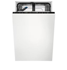Встраиваемые посудомоечные машины ELECTROLUX/ Встраиваемая узкая посудомоечная машина, загрузка на 9 комплектов посуды, сенсорное управление, 8 программ, 44.6x55x82 см, черный цвет, сушка: с открыванием дверцы, индикация на полу: проекция дисплея