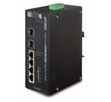 коммутатор/ PLANET IP30 6-Port Gigabit Switch with 4-Port 802.3AT POE+ plus 2-port 100/1000X SFP (-40 to 75 C)