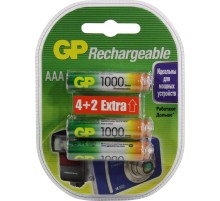 Перезаряжаемые аккумуляторы GP 100AAAHC AAA, мин. ёмкость 950 мАч - 6 шт.(4+2 в подарок) в клемшеле