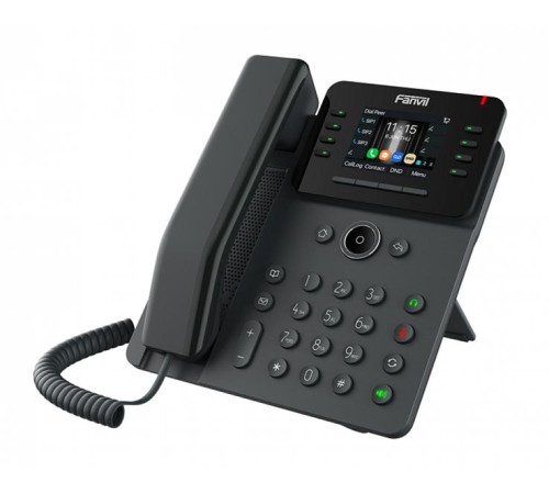 SIP-Телефон Fanvil V62G, 12 SIP-акк., 2,8", 320x240 Цвет. экран, POE, БП в комп., 2x1 Gbps, Чёрный