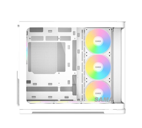 Корпус ПК без блока питания/ Case SAMA V60 White, Midi-Tower, TG, 7x120mm ARGB, 2xUSB 3.0 + 1xUSB 3.1 Type-C, ATX, mATX, mITX White