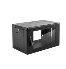 Шкаф ЦМО Шкаф телекоммуникационный настенный сварной 6U (600  350) съёмные стенки, дверь стекло, чёрный