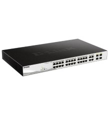 Коммутатор D-Link PROJ Управляемый L2 PoE-коммутатор, 24x1000Base-T PoE, 4xCombo 1000Base-T/SFP, PoE-бюджет 370 Вт, защита от статического электричества до 6 кВ, CLI
