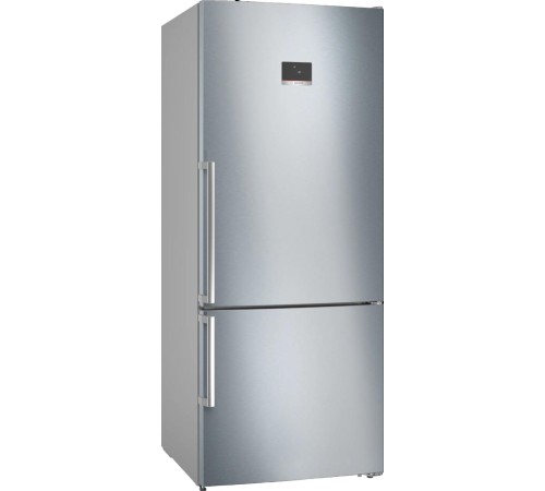 Холодильник BOSCH Full NoFrost, Serie 6, Габариты 186x75x80, Общий пол. объем: 521 (х:406, м:115), Нерж. сталь с легкой очисткой, Цифровой LCD дисплей, Внешние высокие металлические ручки, Multi Airflow, AirFresh Filter, Боковое LED освещение и точечное д