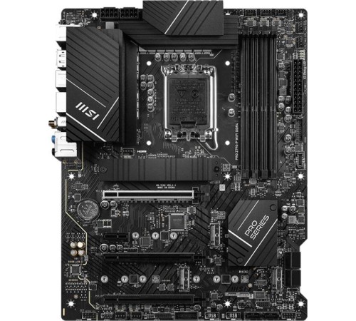 Материнская плата/ MB MSI INTEL Z790 s1700, 4xDDR5(256GB), HDMI 2.1/DP, 1xPCIe 5.0x16, 1xPCIe 4.0x16, 1xPCIe 3.0x16, 1xPCIe 3.0, 1xLAN (2.5GbE), Wi-Fi, BT, 6xSATA 6Gb/s, 4xM.2, 1xUSB-C, 3xUSB 3.2, 4xUSB 2.0, 1xPS/2, ATX Материнская плата/ MB MSI INTEL Z790 s1700, 4xDDR5(256GB), HDMI 2.1/DP, 1xPCIe 5.0x16, 1xPCIe 4.0x16, 1xPCIe 3.0x16, 1xPCIe 3.0, 1xLAN (2.5GbE), Wi-Fi, BT, 6xSATA 6Gb/s, 4xM.2, 1xUSB-C, 3xUSB 3.2, 4xUSB 2.0, 1xPS/2, ATX