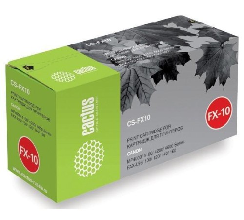 -/ Картридж лазерный Cactus CS-FX10S FX-10 черный (2000стр.) для Canon L100/L120/4140/MF4380dn/D420/D48
