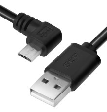 Greenconnect Кабель 1.0m USB 2.0, AM/microB 5pin угловой, черный, 28/28 AWG, экран, армированный, морозостойкий, GCR-UA8AMCB6-BB2S-1.0m