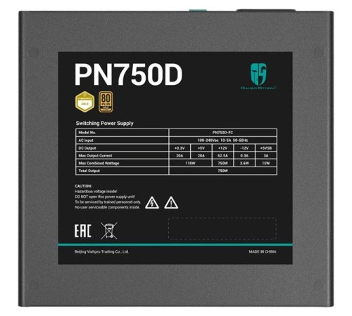 Блок питания Deepcool GAMERSTORM PN750D (ATX 3.1, 750W, PWM 120mm fan, Active PFC, 80+ GOLD, Gen5 PCIe) RET Блок питания Deepcool GAMERSTORM PN750D (ATX 3.1, 750W, PWM 120mm fan, Active PFC, 80+ GOLD, Gen5 PCIe) RET