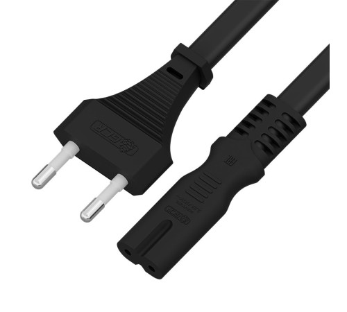 GCR Кабель питания 1.5m, CEE 7/16 / IEC C7, черный, 2*0,5mm, GCR-54293